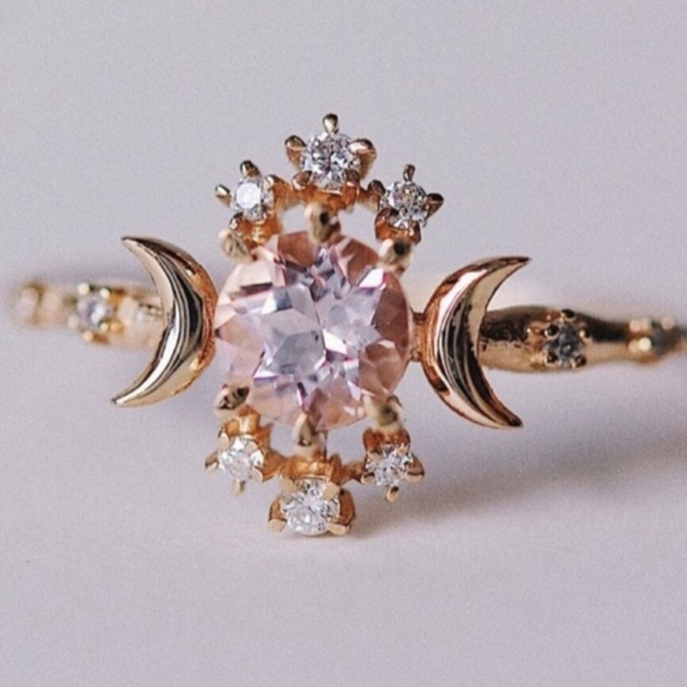 14k gold morganite & genuine diamonds ize 6